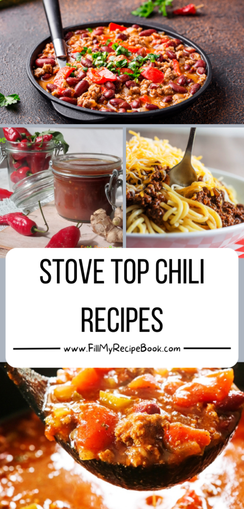 Stove Top Chili Recipes for chili days for dinner ideas. Easy and simple homemade meals with beans meats and other varieties to choose.