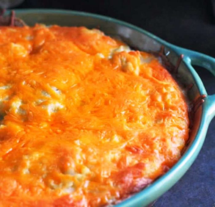 A low carb cottage pie with cauliflower and cheese topping