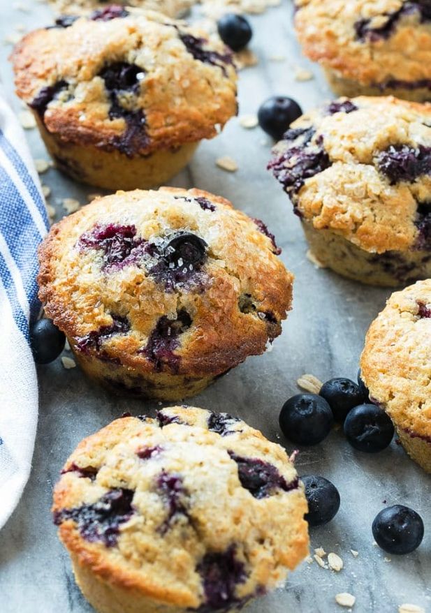 These healthy blueberry muffins are made with whole wheat flour and oatmeal for added nutrition, but they still taste as good as the original recipe!