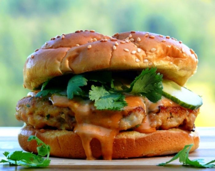 Salmon-burgers-with-spicy-hoisin-mayo