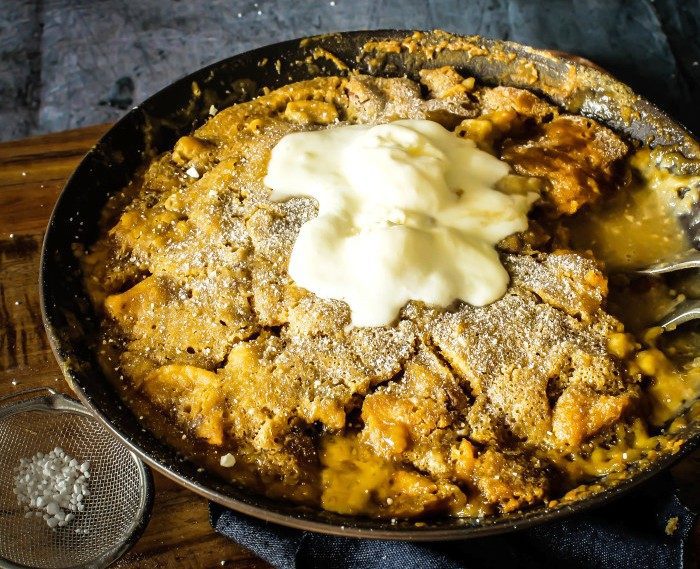 A self saucing pudding with the addition of apples and a delicious toffee caramel sauce. Easy to make and a perfect homemade dessert.