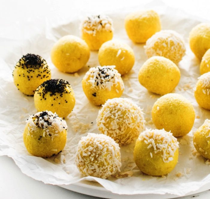 Coconut-lemon-energy-balls
These lemon balls are a burst of sunshine in every bite! Crafted from raw cashews, coconut, and lemon zest and juice, they're a delicious pick-me-up that will brighten your day.