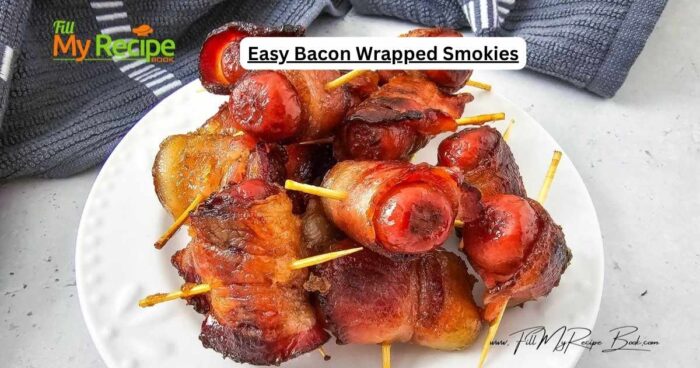 Easy Bacon Wrapped Smokies recipe idea. Easy to prepare and always a crowd favorite, popular for parties, holidays, or game day snacks.