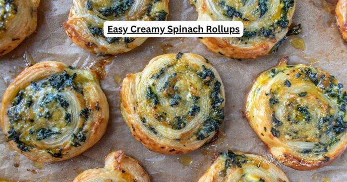Easy Creamy Spinach Rollups puff pastry recipe idea. An easy to make appetizer or snack for seasonal events or parties, a no yeast dough.