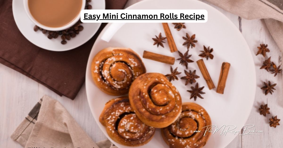 An amazing tasty Easy Mini Cinnamon Rolls Recipe to bake for treats or snacks on a platter. Two fillings to choose from decide to frost or not.