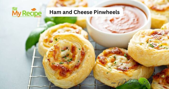 Quick and easy Ham and Cheese Pinwheels recipe for snacks or appetizers. Oven baked savory 3 ingredient rolls everyone will love to eat.