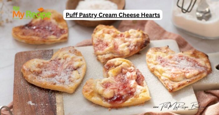 Simple Puff Pastry Cream Cheese Hearts recipe. With strawberry jam shaped into hearts for Valentines for a delicious snack or treat for tea.