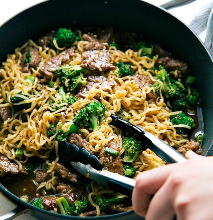 Skillet-beef-broccoli-ramen noodles
