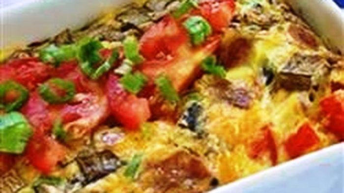 River-omelets with mushrooms and olives