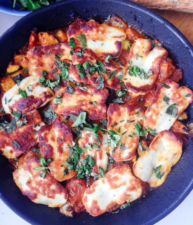 Tomato-halloumi-bake