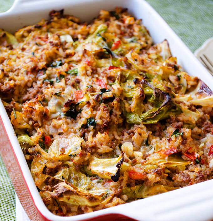 Unstuffed Cabbage Casserole doesn't take even the half time of cabbage rolls but it is as scrumptious. It is easily made with rice and ground beef, so makes a wonderful main dish.