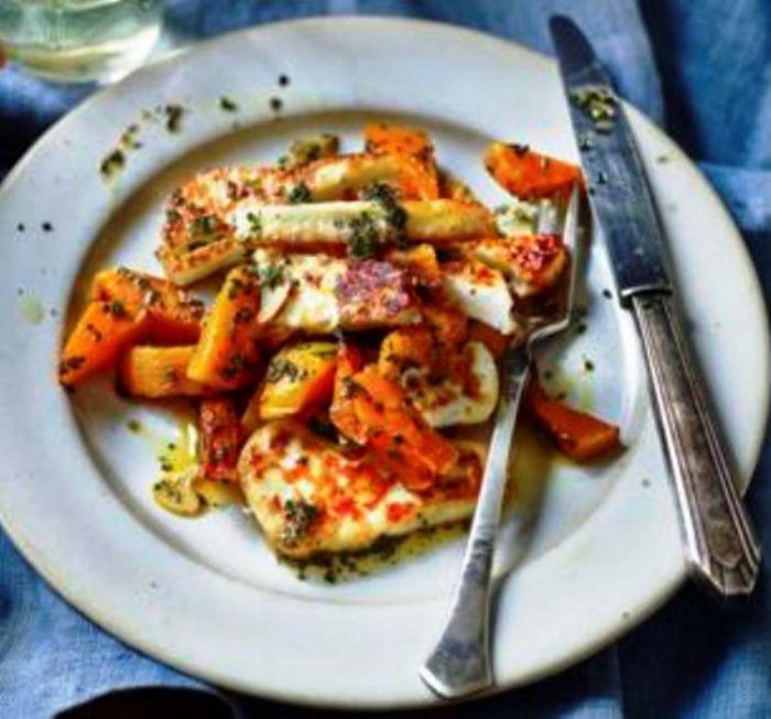 Butternut squash with halloumi cheese