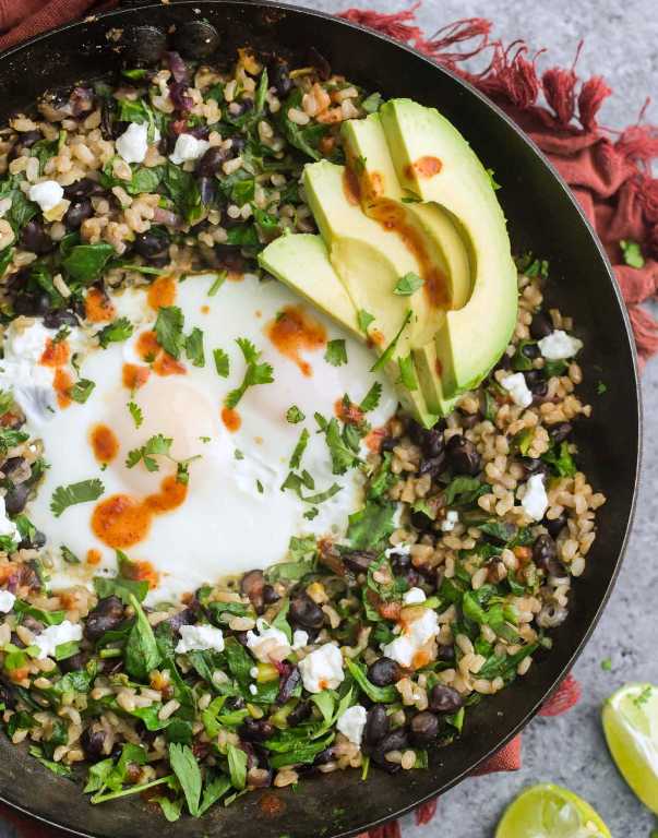 Chipotle-black-bean-rice-and-egg-skillet