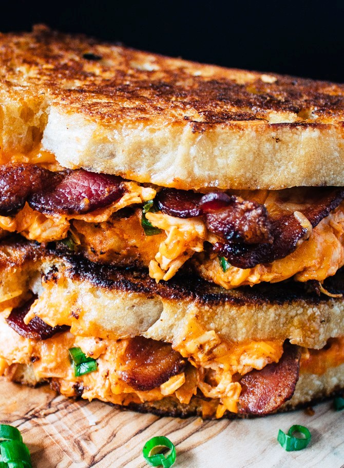 Hot-buffalo-chicken-and-bacon-grilled-cheese