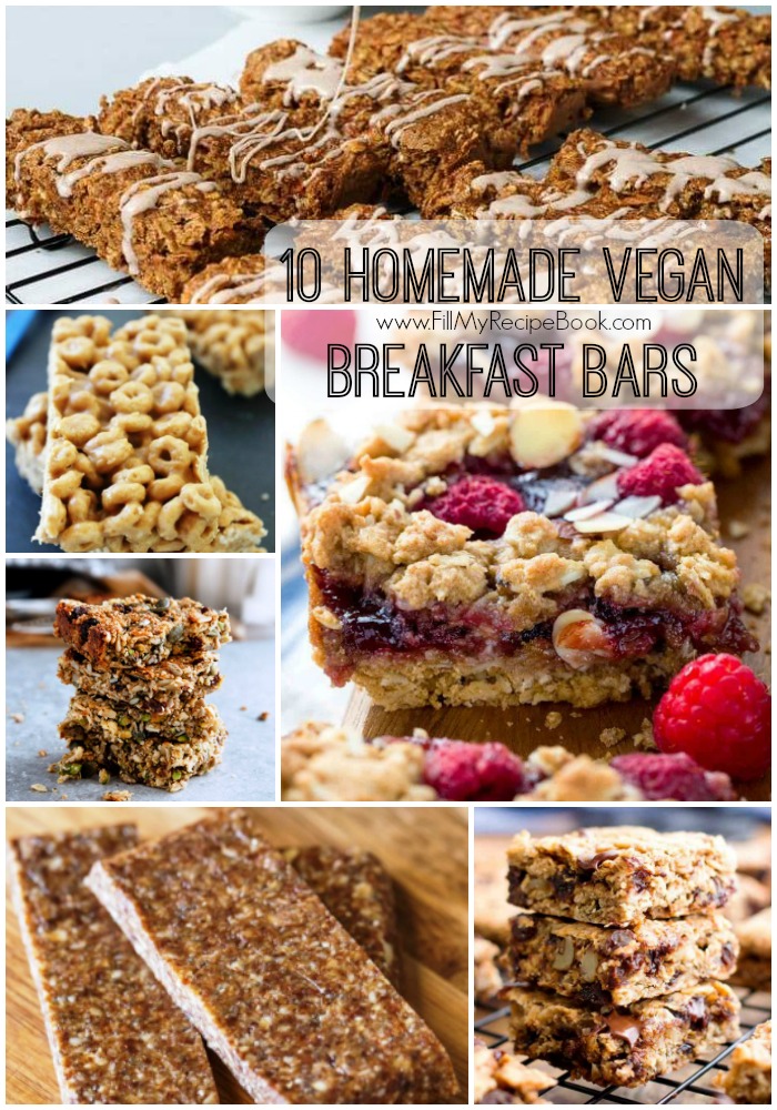 10 Homemade Vegan Breakfast Bars FB - Fill My Recipe Book