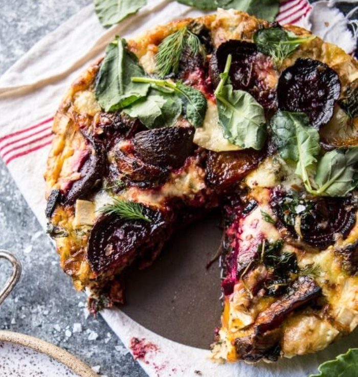 Roasted-beet-baby-kale-and-brie-quiche