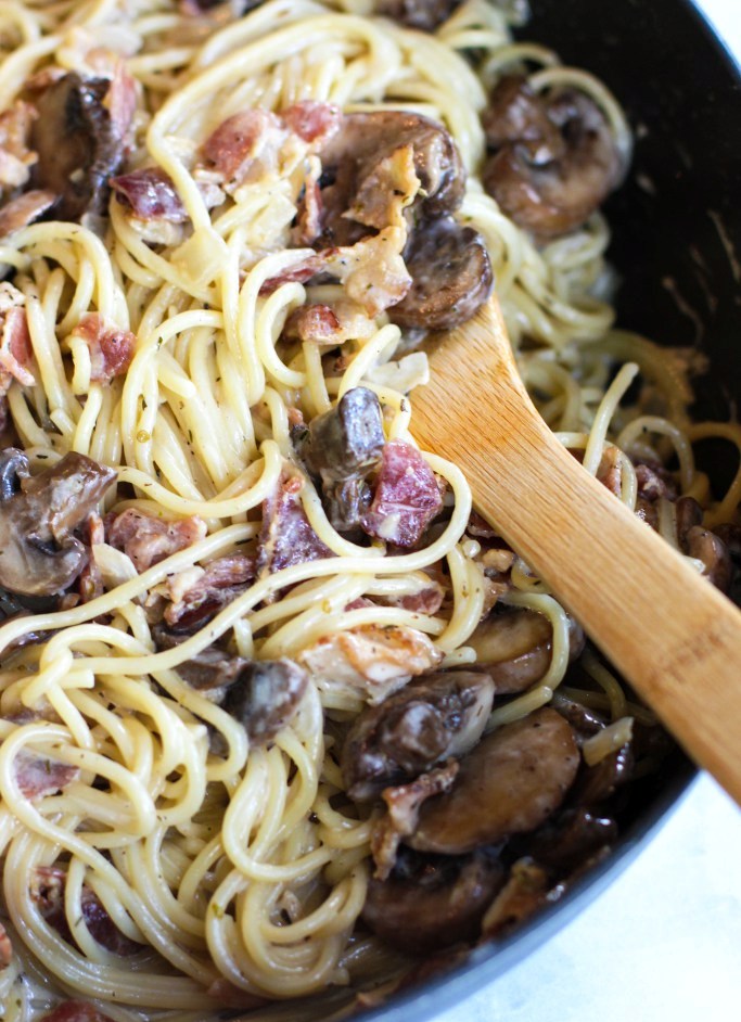 Mushroom-bacon-parmesan-spaghetti