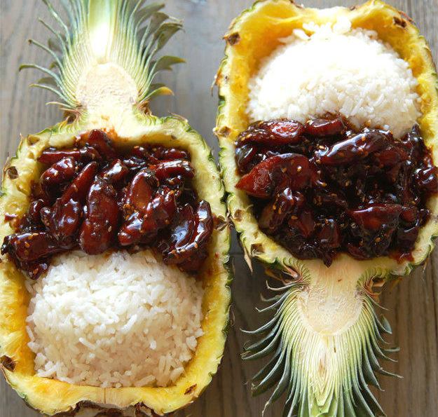 Teriyaki-chicken-inside-a-pineapple