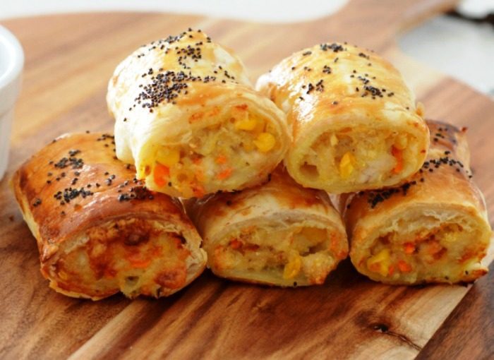 These Chicken and Cheese Sausage Rolls are a great recipe to enjoy when sitting back watching the footy, as an easy midweek meal or for your next party!