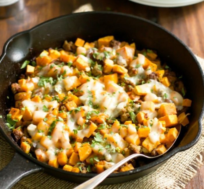 Ground-turkey-sweet-potato-skillet