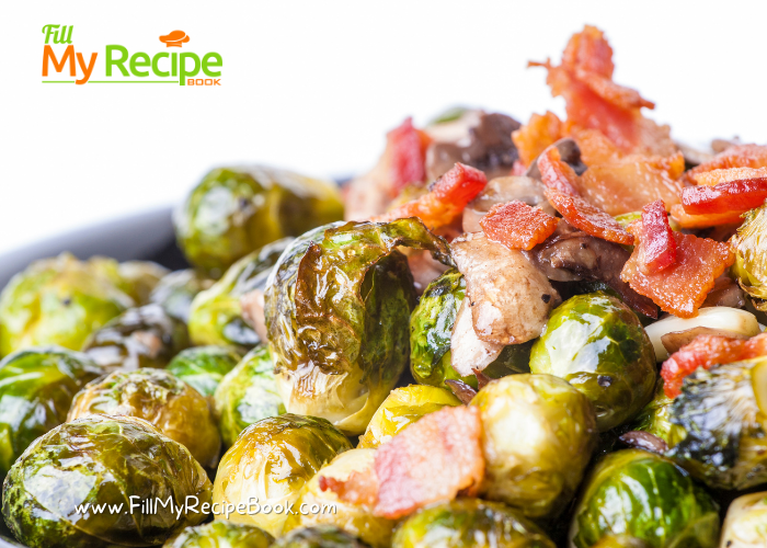 Oven Roasted Brussels Sprouts with Bacon and onion recipe. Transform bland Brussels Sprouts vegetables into a healthy mouthwatering meal. 
