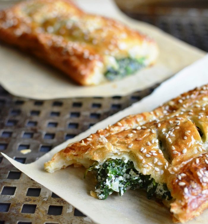 This flaky pastry stuffed with creamy spinach goodness is golden savory perfection!