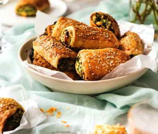 Juicy, cheesy spinach and ricotta filling enclosed in buttery, flaky puff pastry. These Spinach and Ricotta Rolls are great finger food for parties, snack food on the go, and popping into lunch boxes.