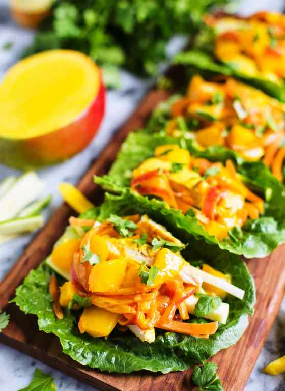 Mango-chicken-lettuce-wraps