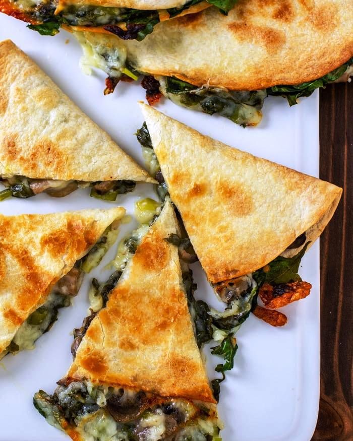 Baked spinach mushroom quesadilla recipe