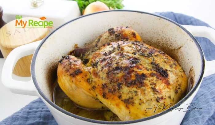 The Best Dutch Oven Roast Chicken recipe. The perfect whole chicken for dinner that comes out tender, juicy and moist and full of flavor.