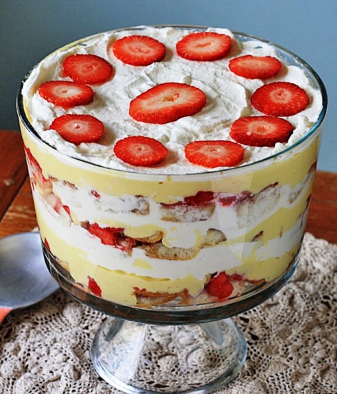 English-Trifle-with strawberries - Fill My Recipe Book