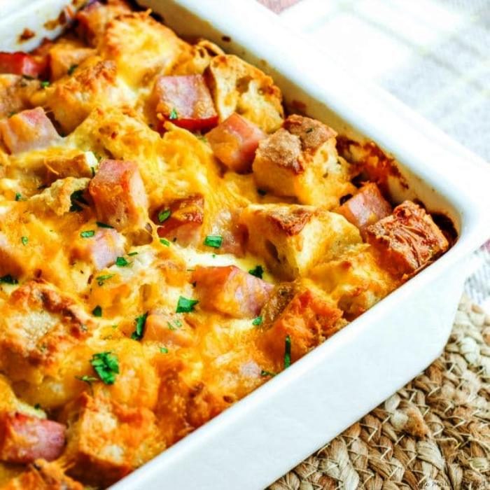 This easy Ham and Cheese English Muffin Make Ahead Breakfast Casserole is an awesome brunch recipe that is perfect for Christmas breakfast or New Year’s brunch!