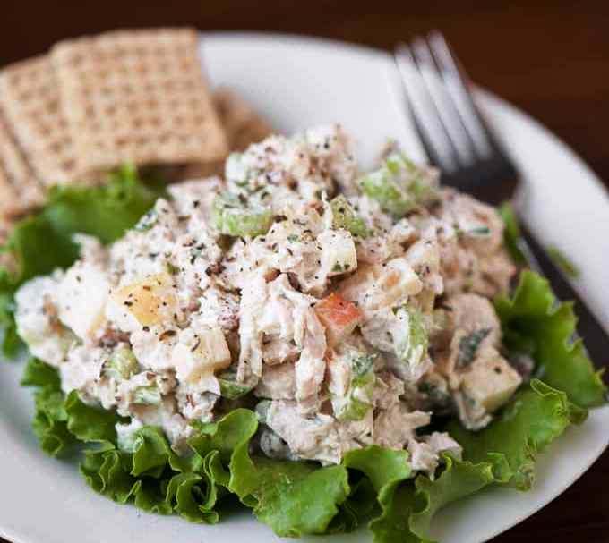 After the holiday, transform your leftover Thanksgiving turkey into this Leftover Turkey Salad made with the yummy fall flavors of fresh apple and pecans.
