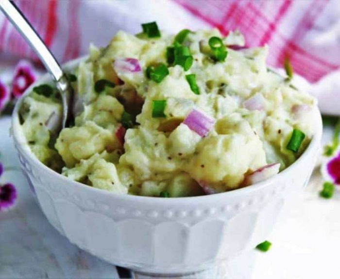 This classic vegan potato salad is a rich and creamy addition to any summer picnic! Made with perfectly cooked potatoes, red onion, celery, and dill pickle relish.  Combined with a delicious dressing made of vegan mayo, mustard, celery seed, and fresh herbs for the perfect blend of flavor!