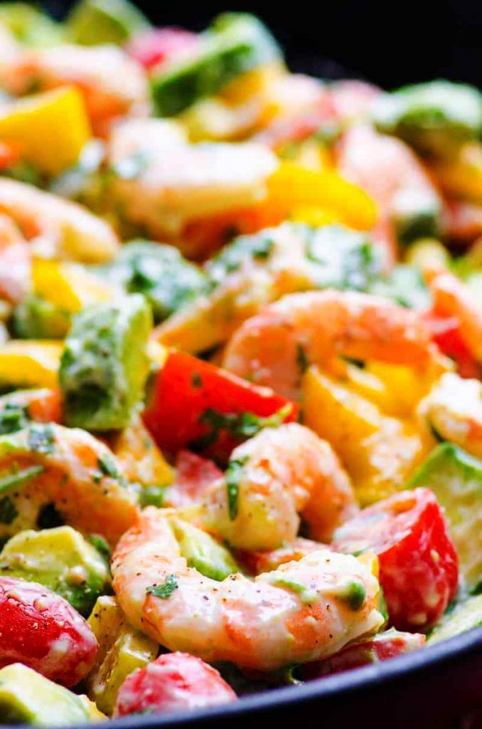 Perfect for summer, cold Shrimp and Avocado Salad with creamy yogurt dressing is ready in 15 minutes.