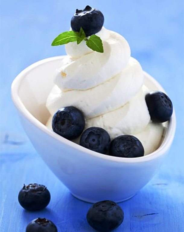 Creamy vanilla frozen yogurt ice cream