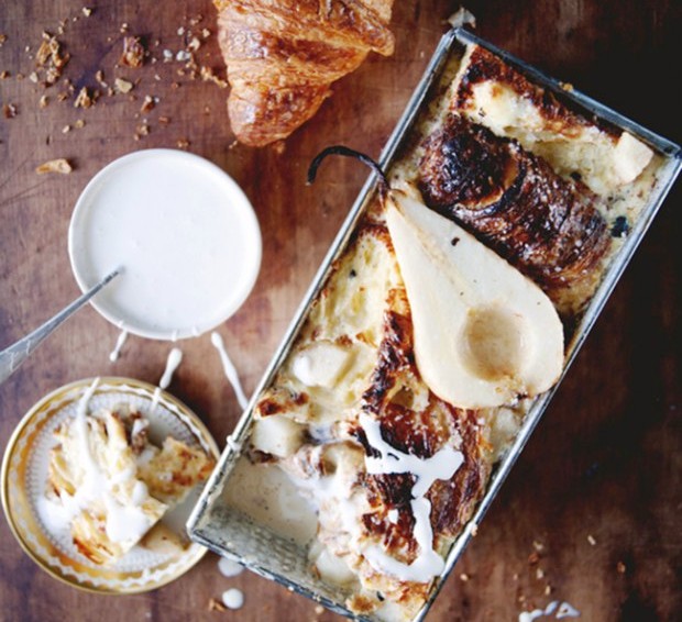 Bourbon-pear-bread-pudding-with-maple-sour-cream