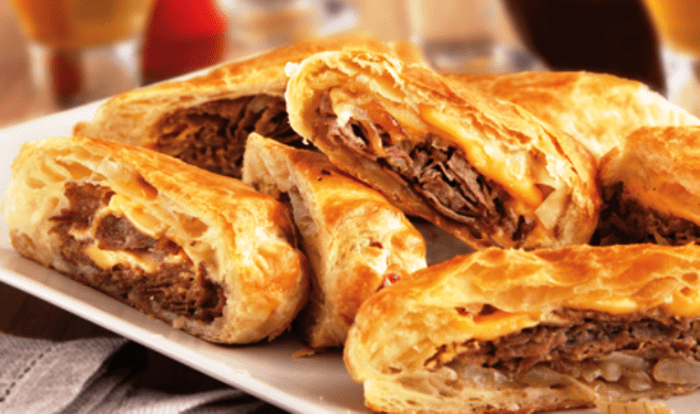 Cheesesteak-rolls puff pastry