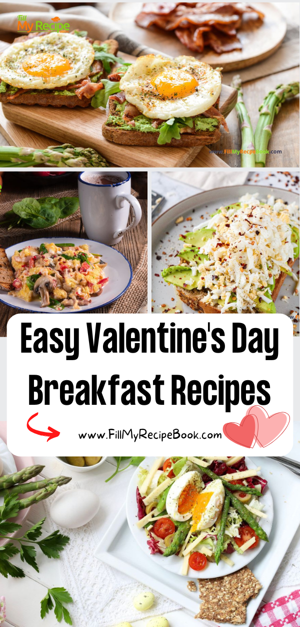 Easy Valentine's Day Breakfast Recipes ideas. Simple foods for brunch or breakfast for a special person, quick and healthy, kids can help.