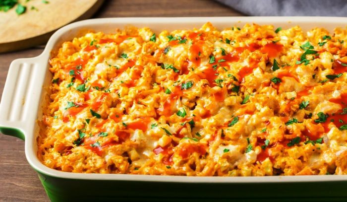 Buffalo-chicken-cauliflower-casserole