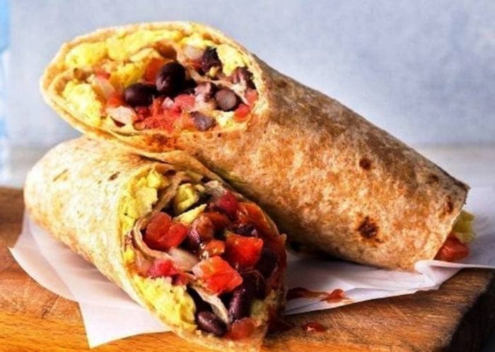 Easy egg & bean breakfast burrito

