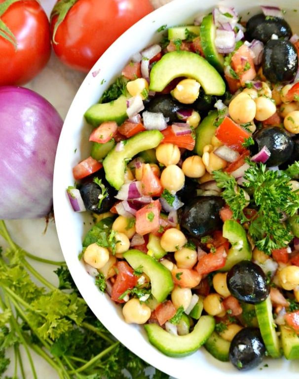 Olive-cucumber-chickpea-salad