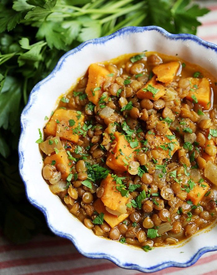 This hearty Lentil and Sweet Potato Stew is the perfect easy weeknight dinner that is delicious, super filling as well as gluten-free, dairy-free and vegan.