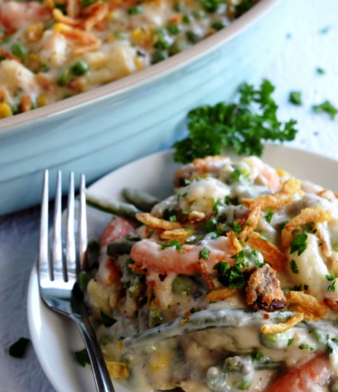 A make ahead casserole consisting of vegetables and a creamy sauce – served as a side or a main, this casserole will most certainly get vegetables onto your table and into the bellies of your loved ones.