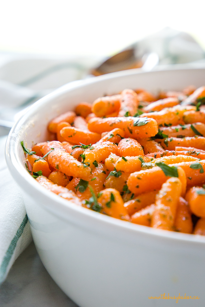 These Garlic Butter Roasted Carrots make the perfect side dish for your holiday dinner! They're on the table in under 30 minutes with only 4 ingredients!