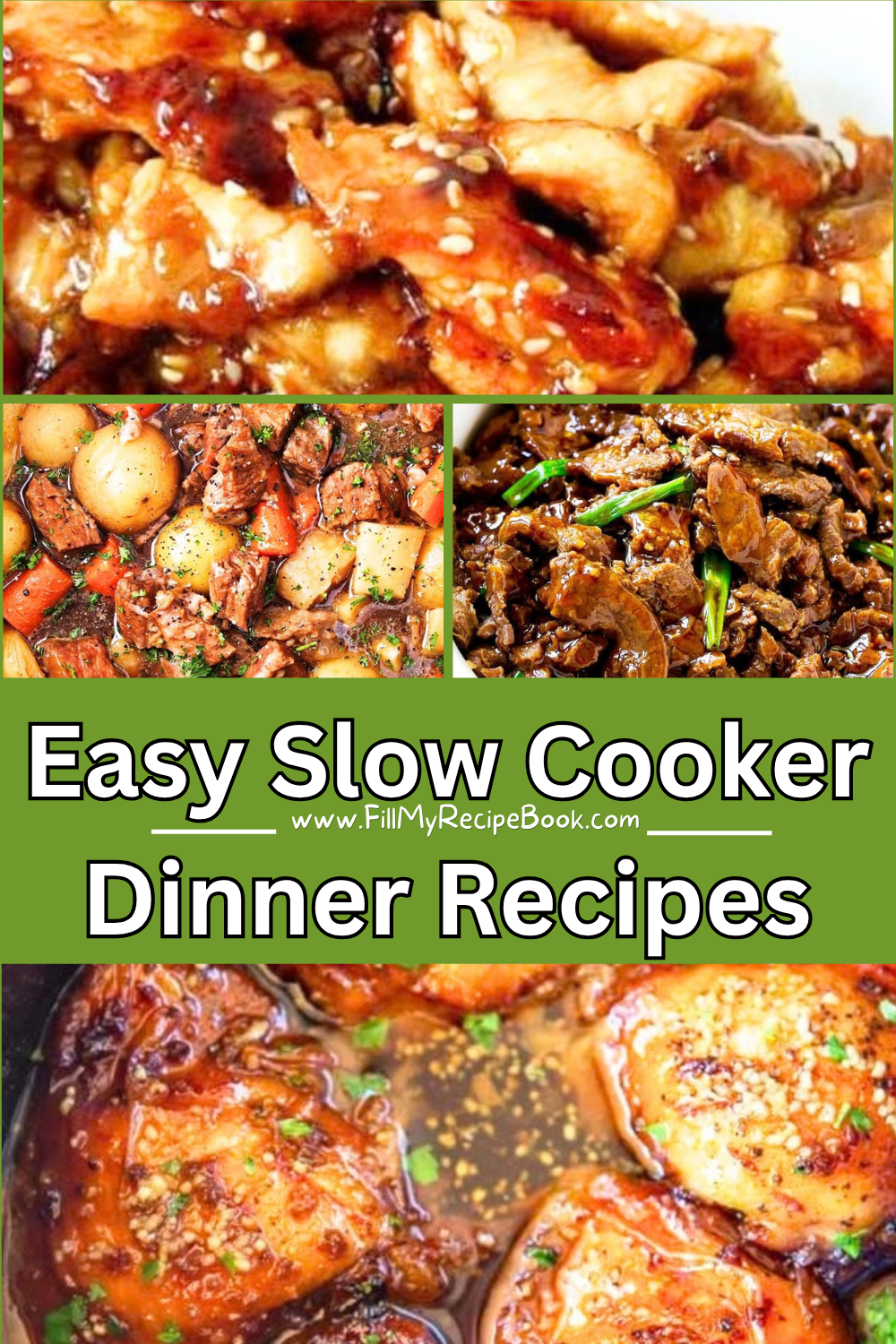Easy slow cooker dinner recipes with simple ingredients and spices. Add everything to the slow cooker, leave it to cook, and enjoy a delicious family meal.