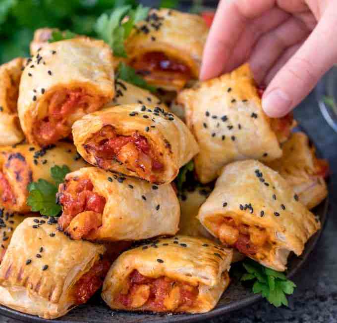 This easy snack uses leftover pasta sauce. Make spaghetti for dinner one night, and have these pastry rolls for lunch the next day.