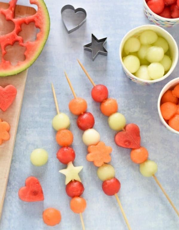 These simple melon fruit kebabs could be just what you're looking for - easy and healthy, they make the perfect refreshing summer snack. Made from only fruit skewered on sticks, they're a great allergy friendly treat to bring to a party too!