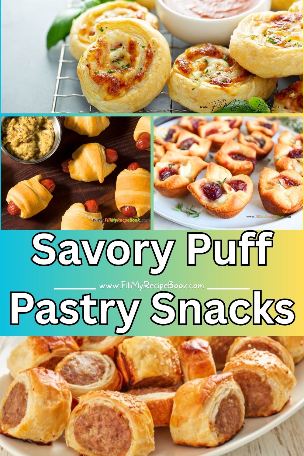 Savory Puff Pastry Snacks Recipes ideas. Easy baked appetizer, mini treats with fillings, kids and family will love for parties, get togethers