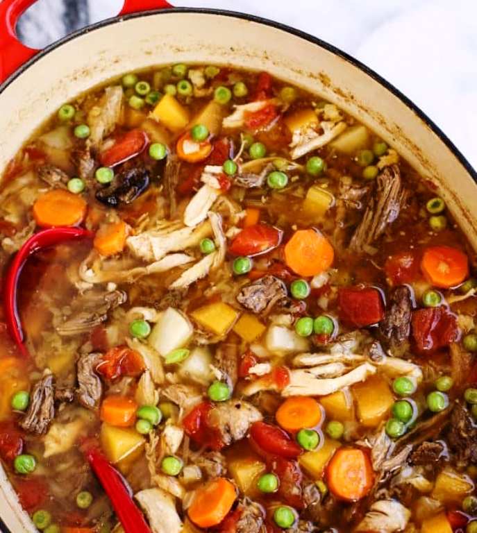Booyah (or booya) is a fall stew tradition of the Upper Midwest, cooked outdoors in a giant kettle to feed the masses. This recipe is downsized for the stovetop, a rich and flavorful soup you’ll crave every booyah season!